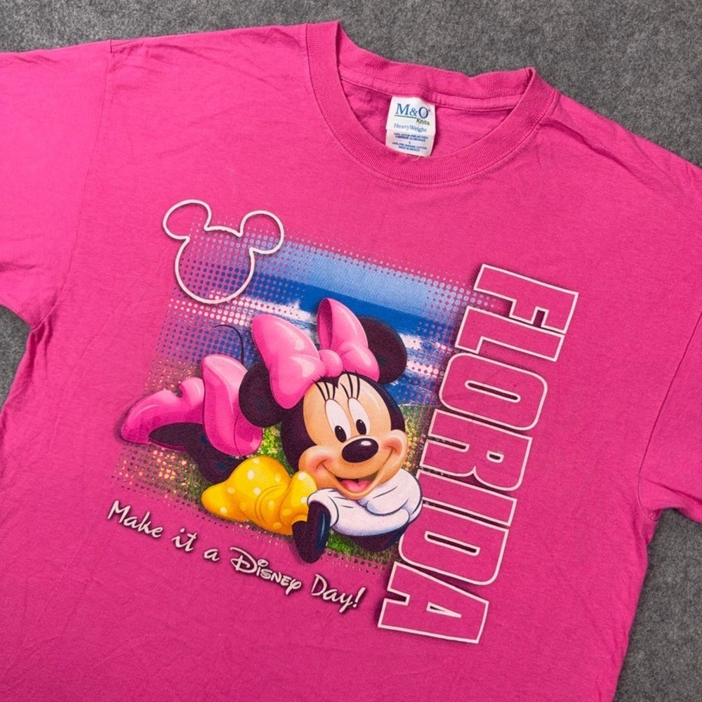 VTG Minnie Mouse Shirt Womens Large Pink Florida Disney Souvenir Y2K‎ Tee